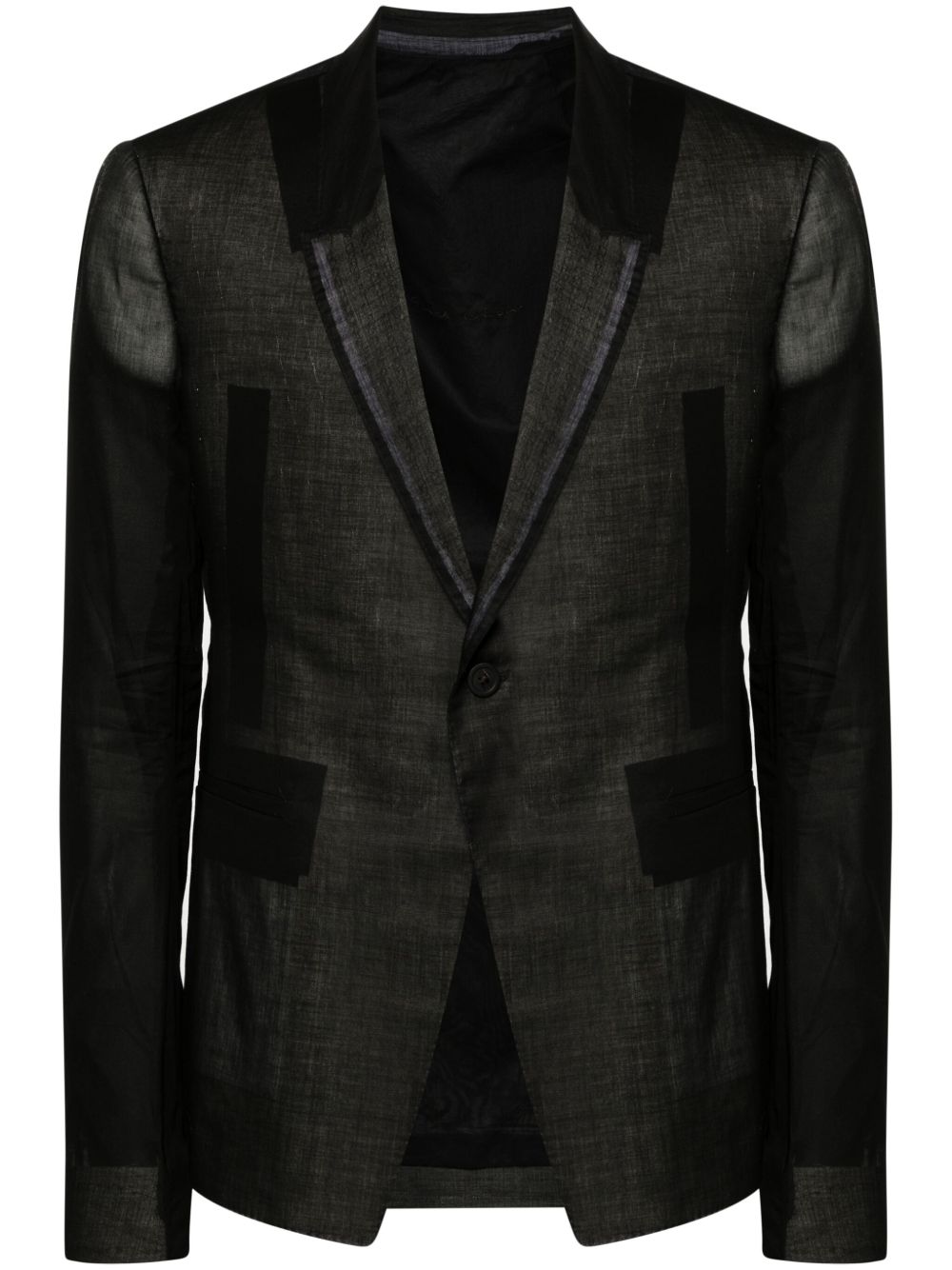Rick Owens 73CMS 半透明西装夹克 - 黑色