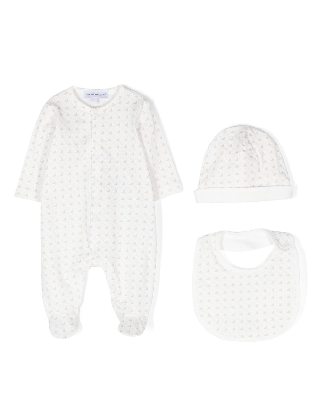 Emporio Armani Kids 老鹰印花睡衣套装 - 白色
