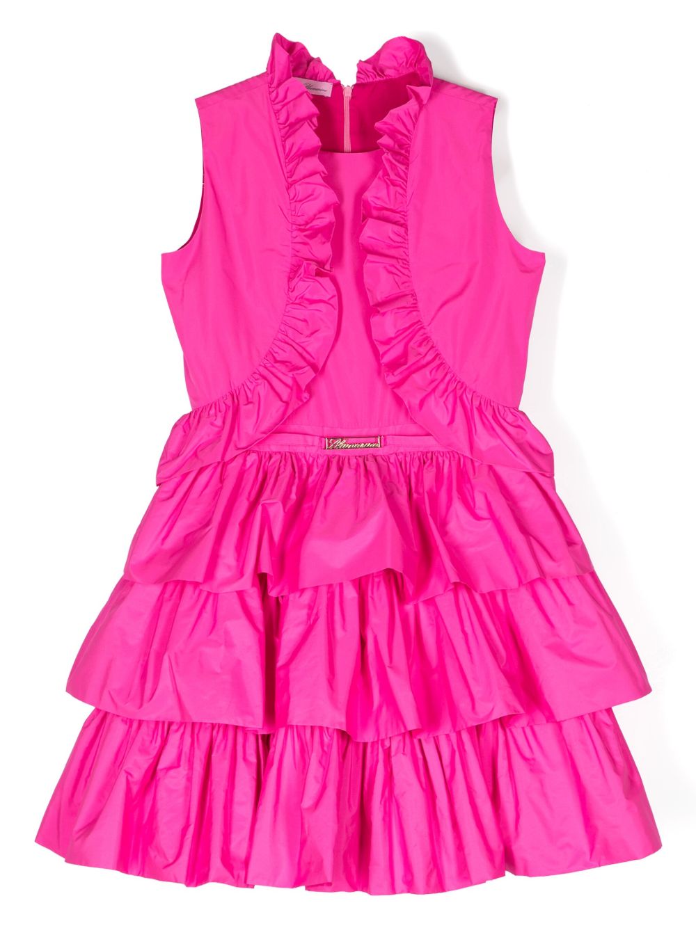 Miss Blumarine logo标牌荷叶边连衣裙 - 粉色