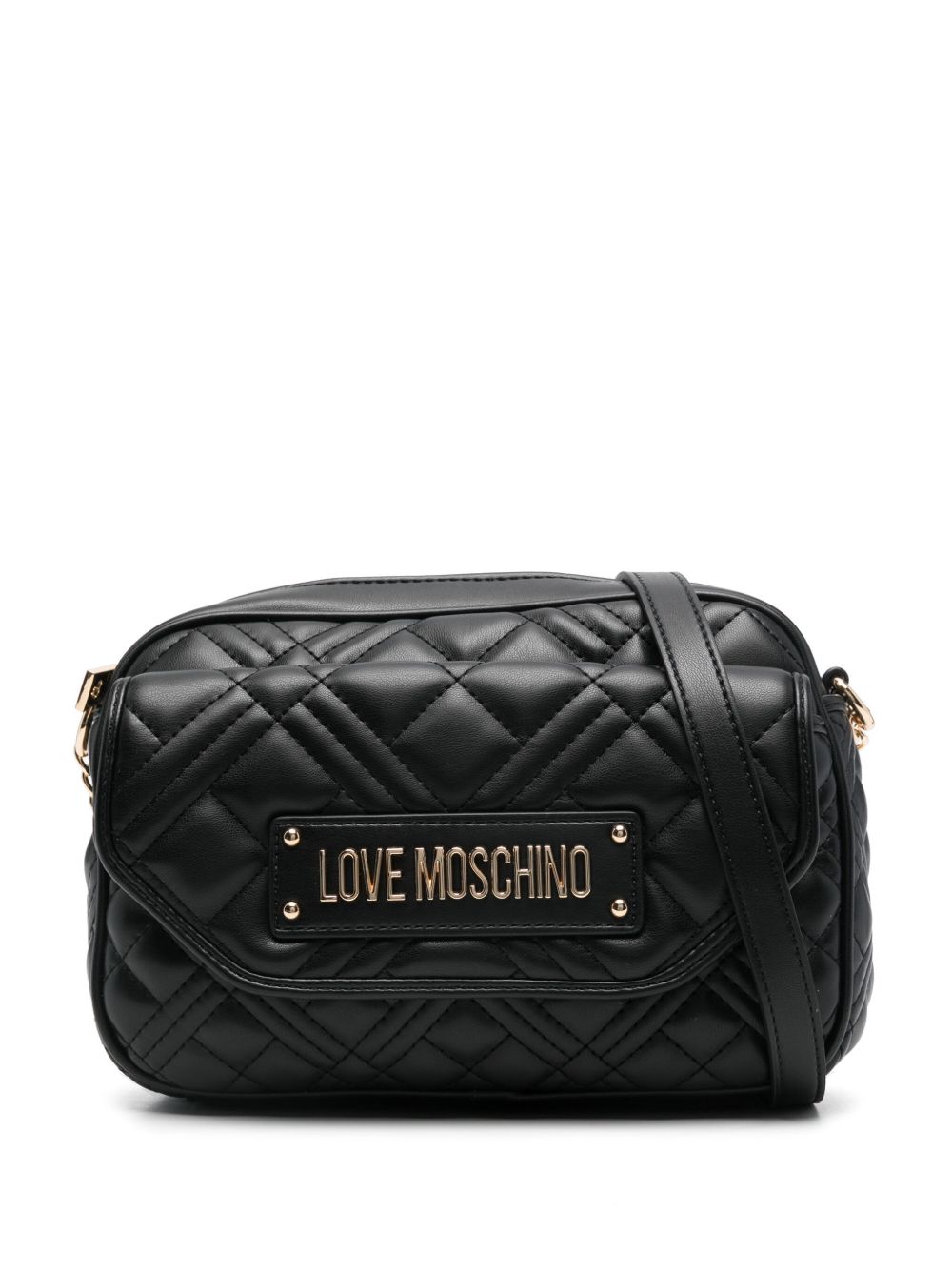 Love Moschino 菱纹绗缝斜挎包 - 黑色