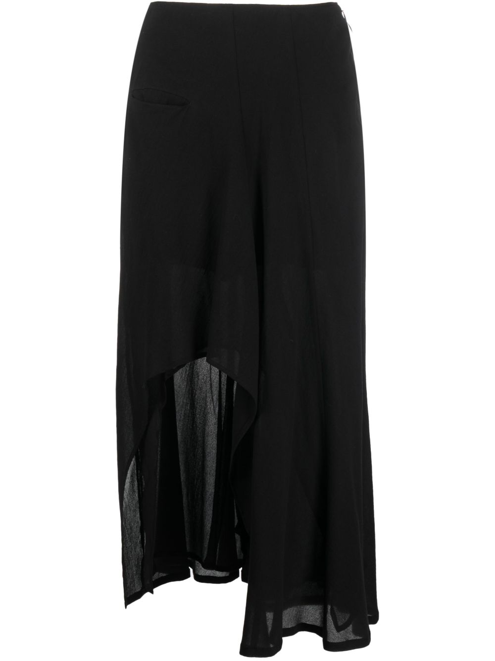 Yohji Yamamoto 不对称中长半身裙 - 黑色