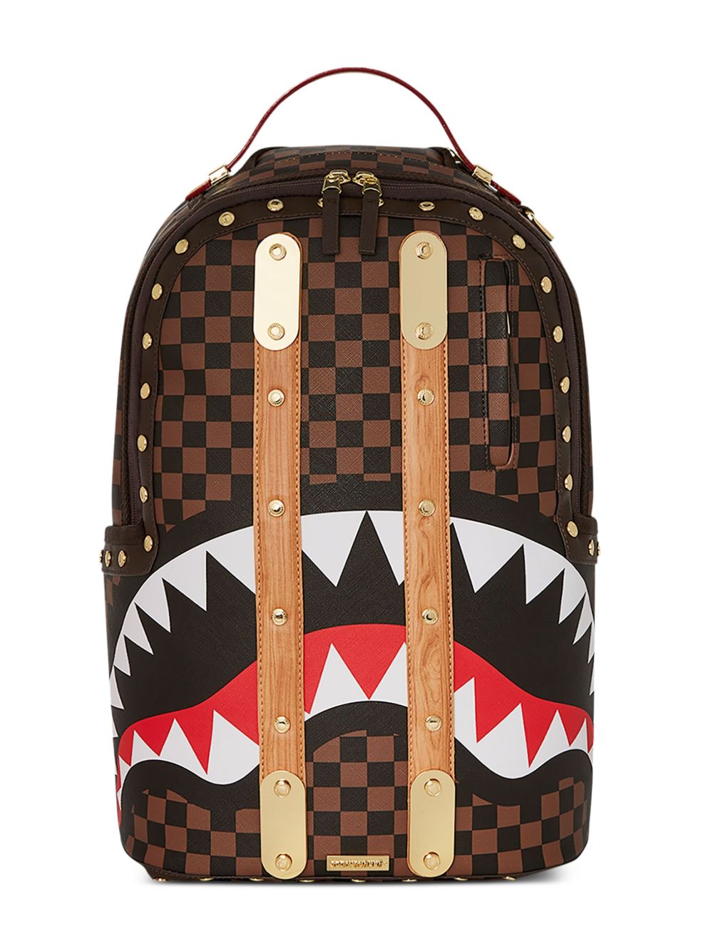 sprayground kid 怪兽印花双肩包 - 褐色