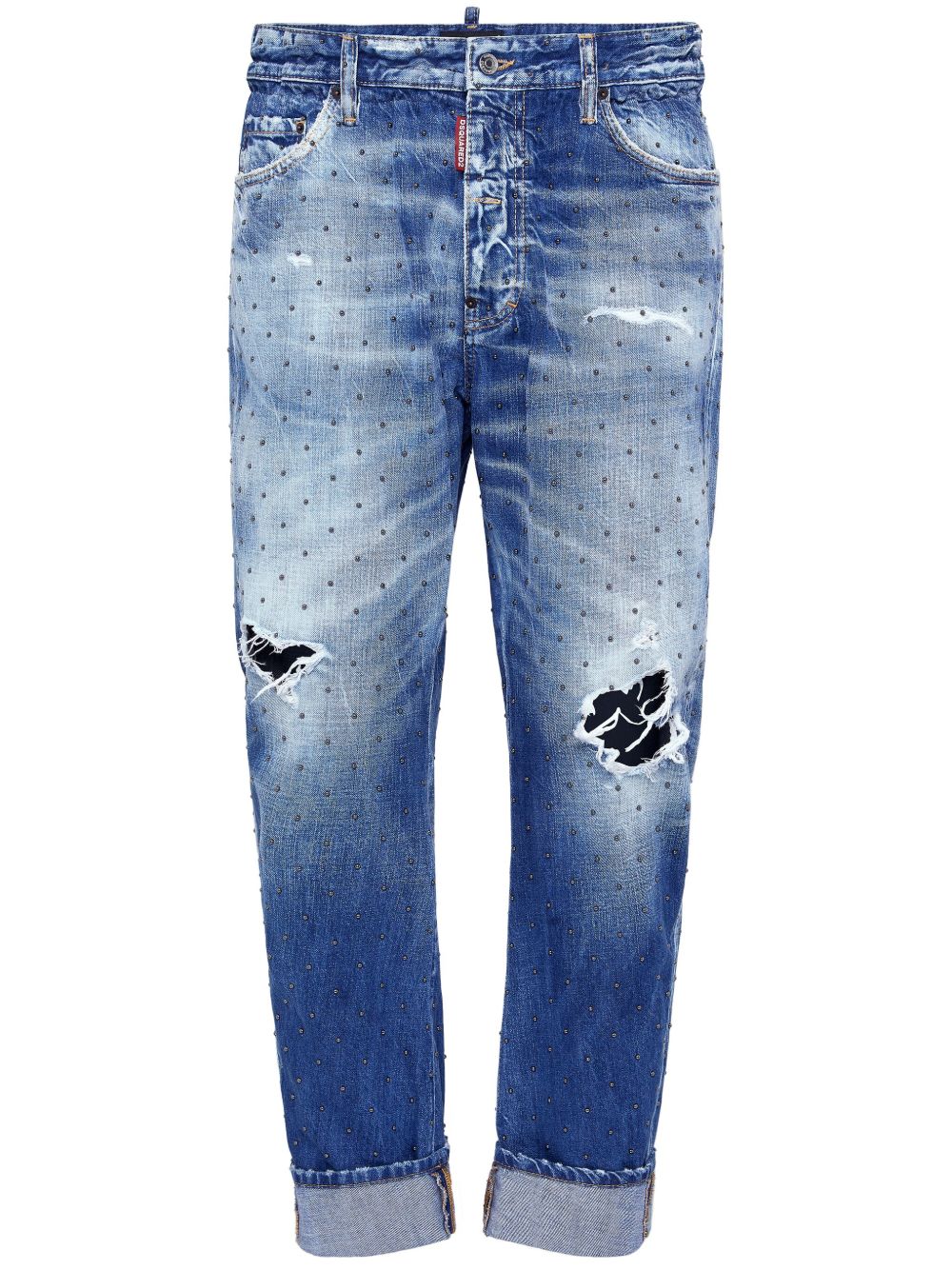 DSQUARED2 仿旧露踝牛仔裤 - 蓝色
