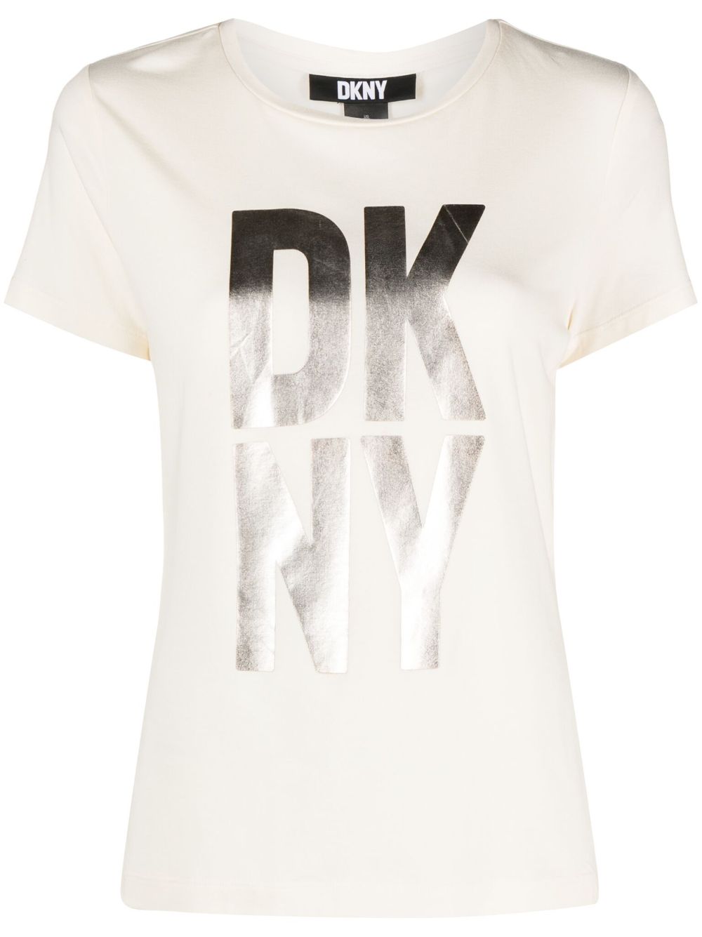 DKNY 金属感logo印花平纹针织T恤 - 中性色