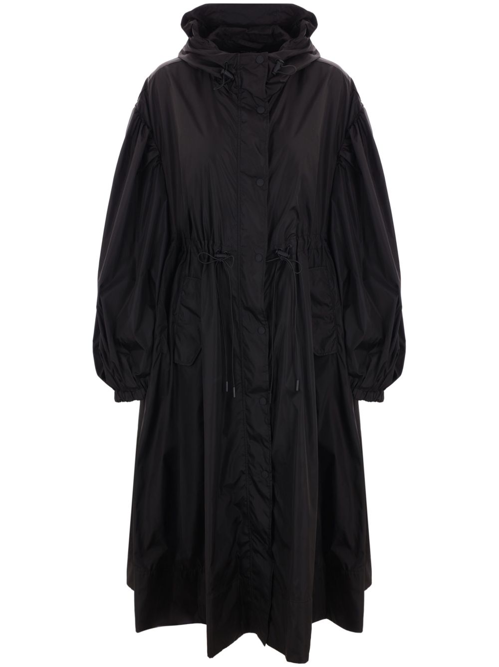 Simone Rocha 泡泡长袖梯形派克大衣 - 黑色