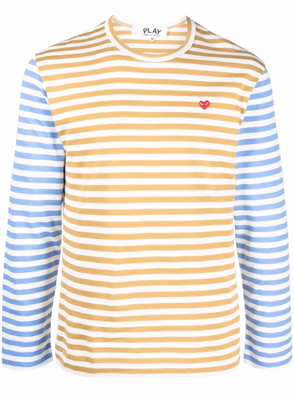 Comme Des Garçons Play logo刺绣条纹T恤 - 蓝色