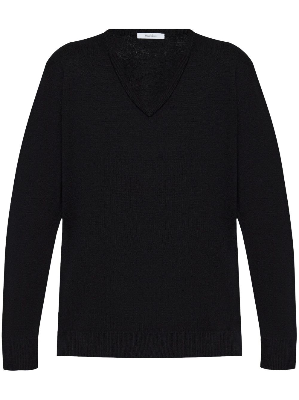 Max Mara V领羊毛针织上衣 - 黑色