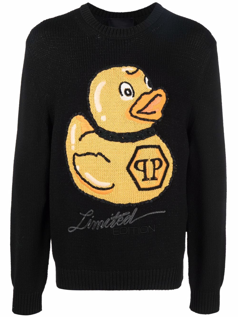 Philipp Plein 鸭子刺绣毛衣 - 黑色