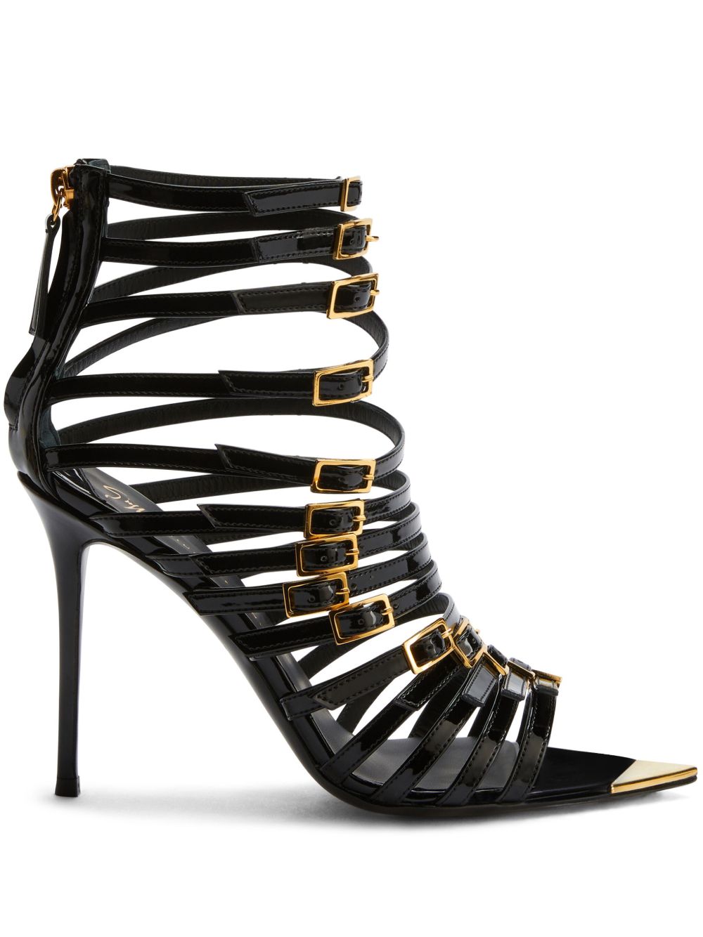 Giuseppe Zanotti Intriigo Punk 皮质高跟凉鞋 - 黑色