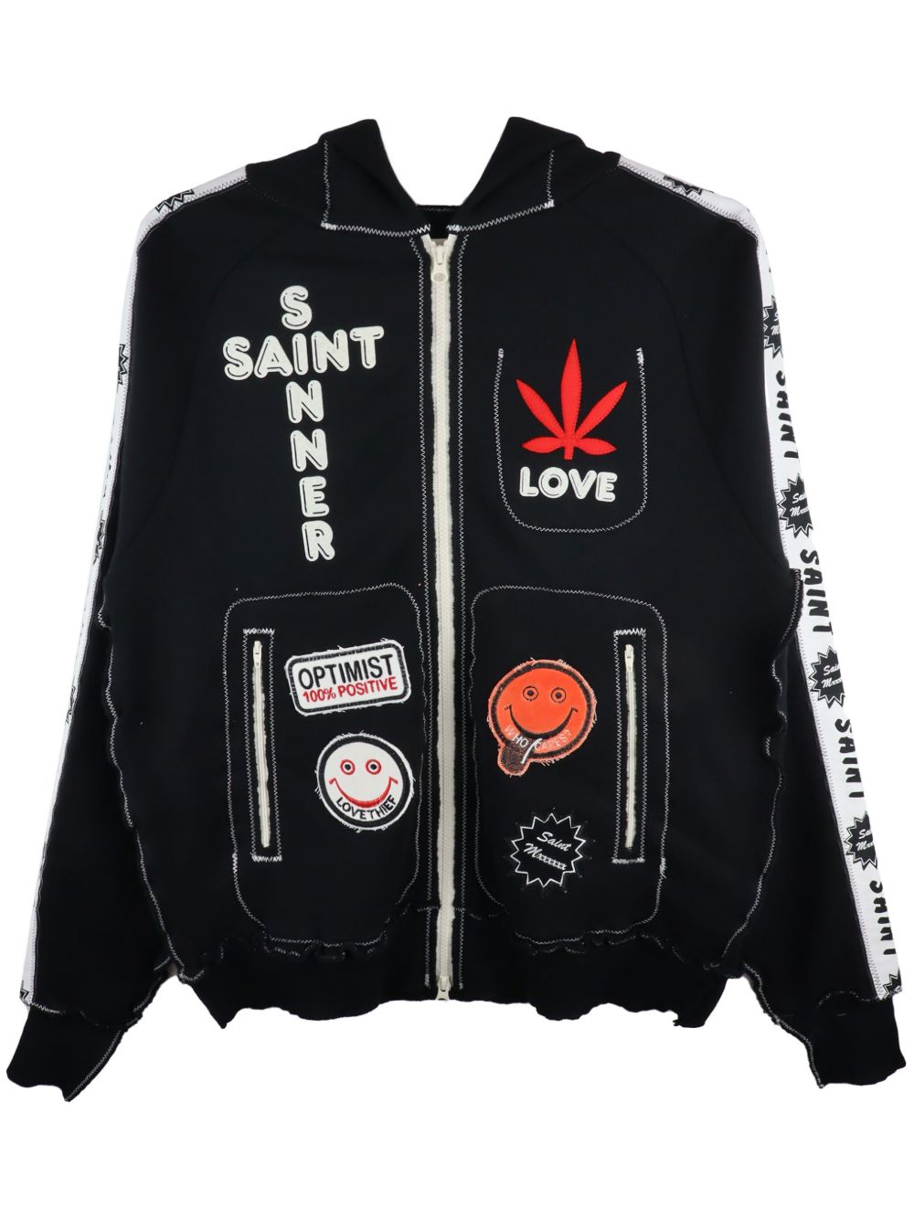 SAINT MXXXXXX x A LOVE MOVEMENT logo印花连帽衫 - 黑色