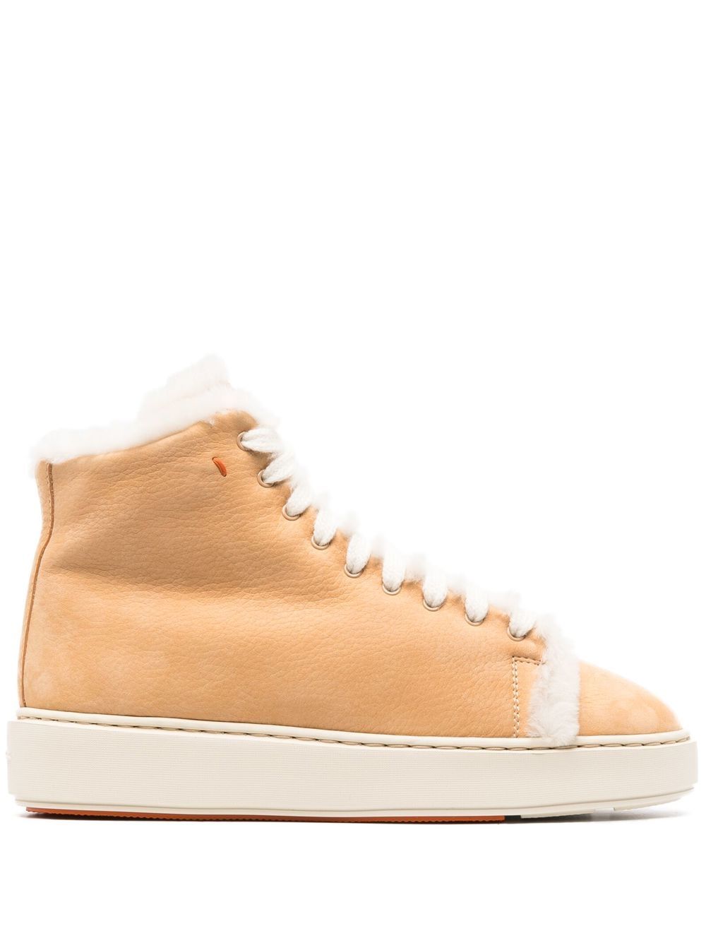 Santoni 皮毛一体边饰高帮运动鞋 - 中性色