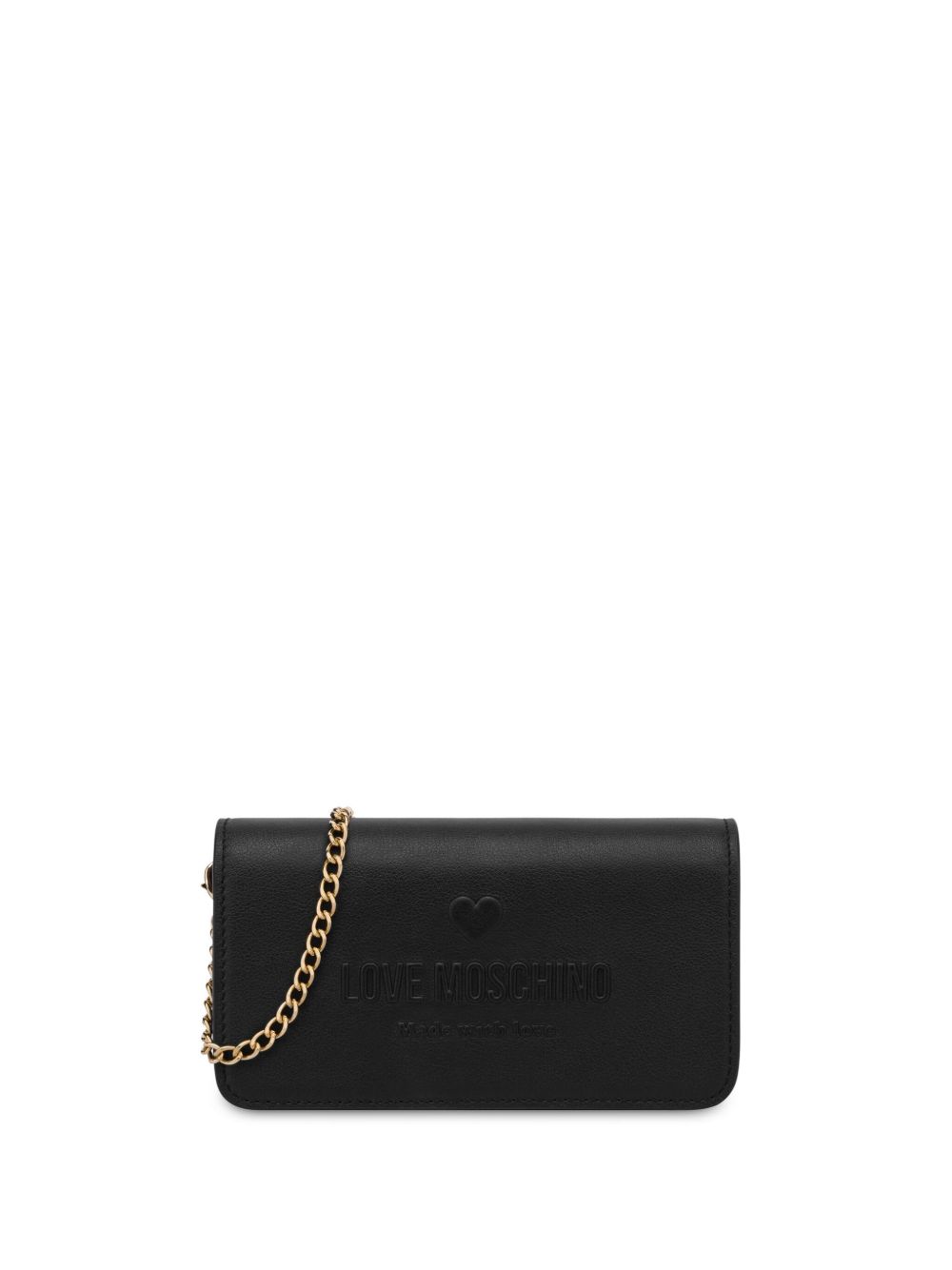 Love Moschino logo压纹皮质钱包 - 黑色
