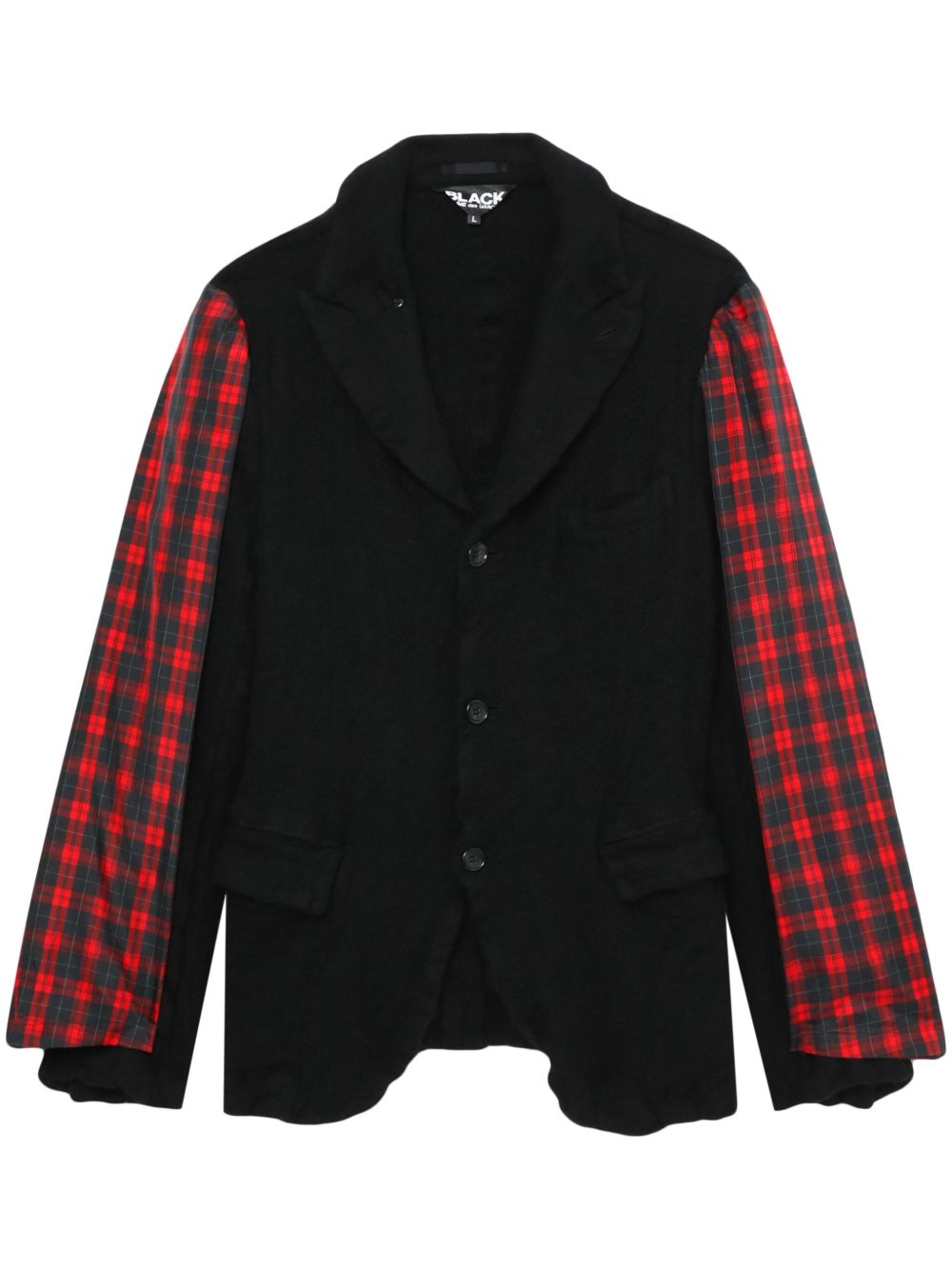 Black Comme Des Garçons 拼接单排扣西装夹克 - 黑色