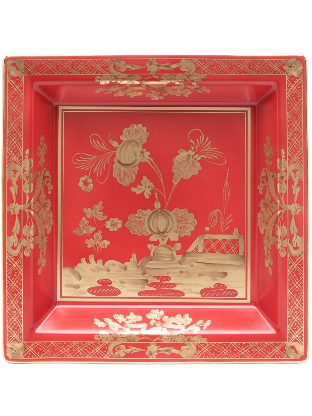 GINORI 1735 Oriente Italiano Rubrum 陶瓷方盘（24.5厘米） - 红色
