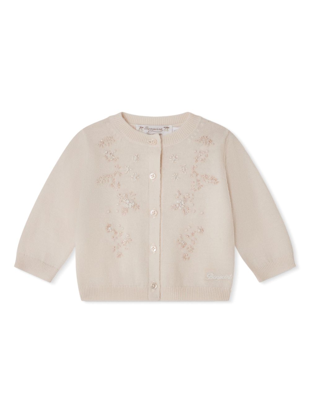 Bonpoint Claudie 花卉刺绣开衫 - 中性色