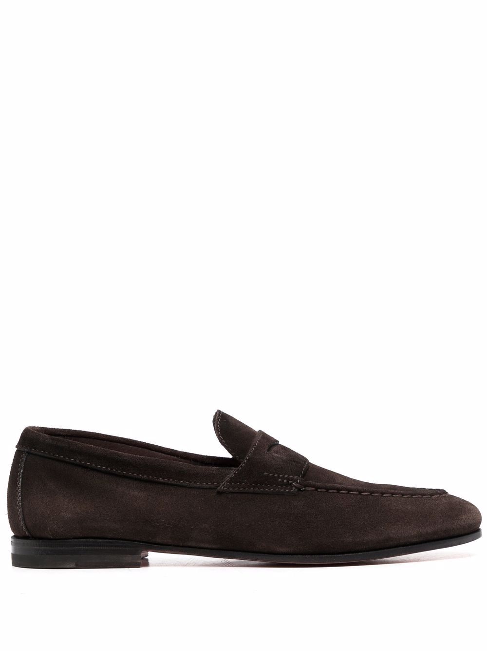 Santoni Door 绒面皮乐福鞋 - 褐色