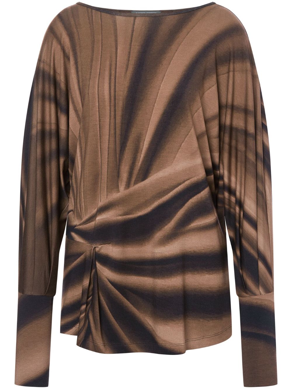 Alberta Ferretti 抽象印花灯笼袖上衣 - 褐色
