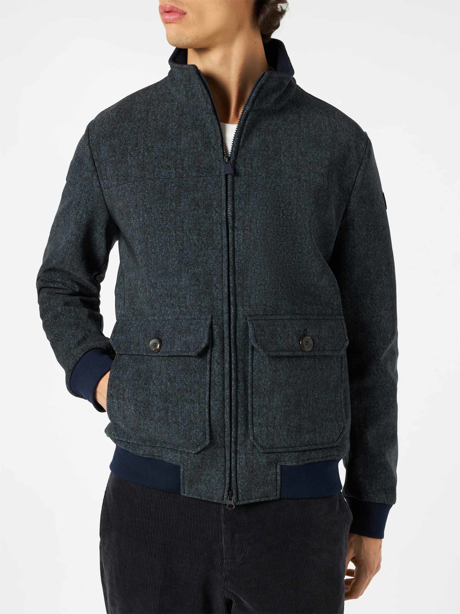 MC2 Saint Barth Man Mélange Blue Thermo Jacket Byron