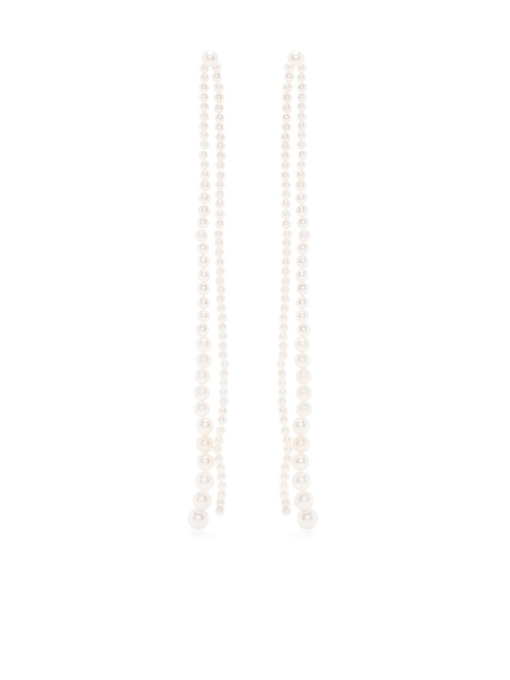 Sophie Bille Brahe Promenade de Perles 14K黄金吊饰耳环 - 白色