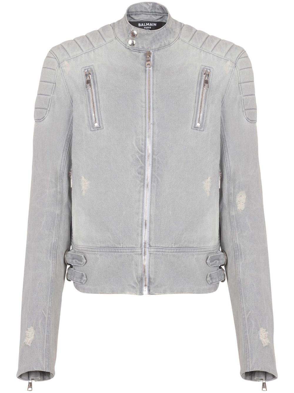 Balmain 牛仔机车夹克 - 灰色