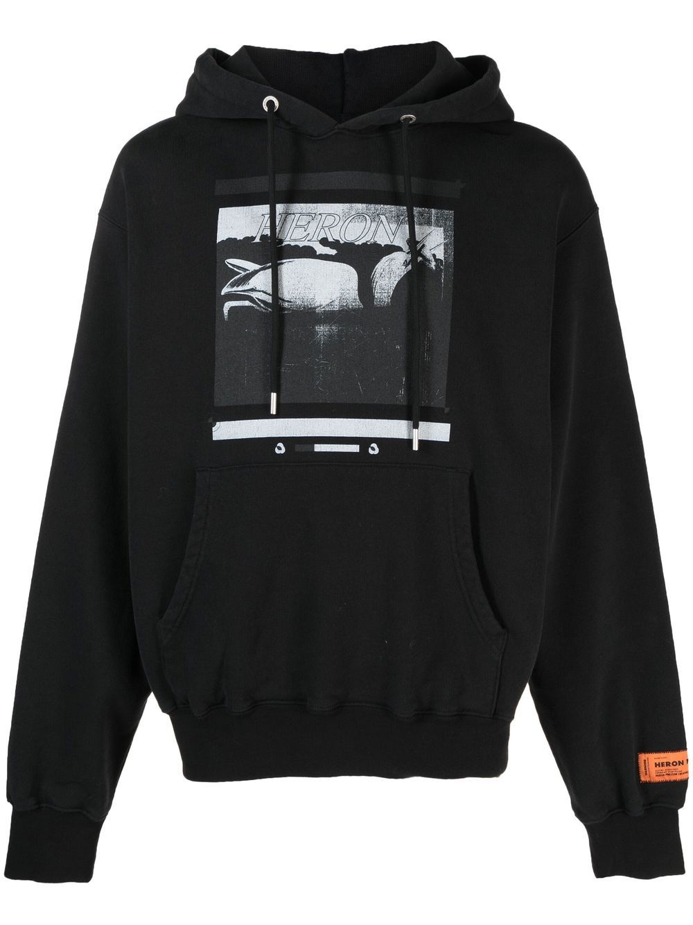 Heron Preston Heron 图案印花连帽衫 - 黑色