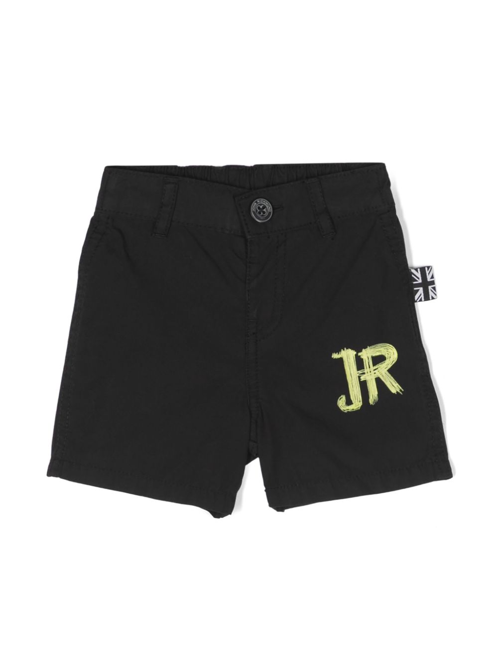 John Richmond Junior logo印花棉短裤 - 黑色