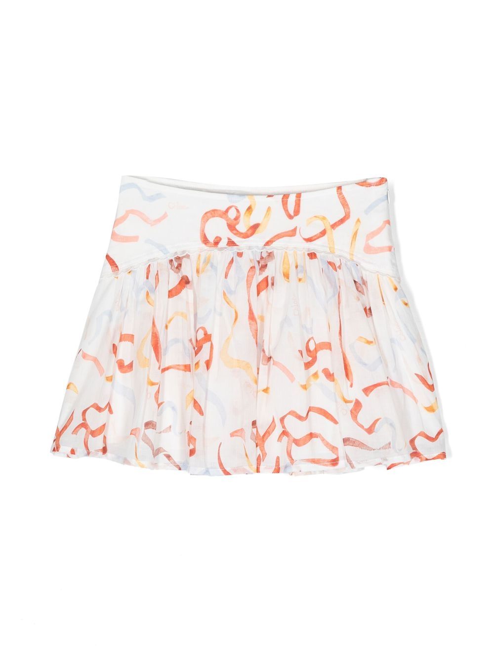 Chloé Kids 图案印花薄纱半身裙 - 白色