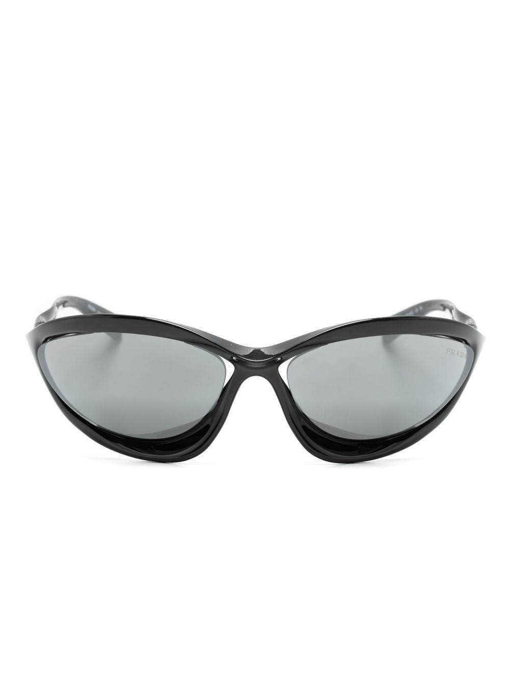 Prada Eyewear Runway 几何镜框太阳眼镜 - 黑色