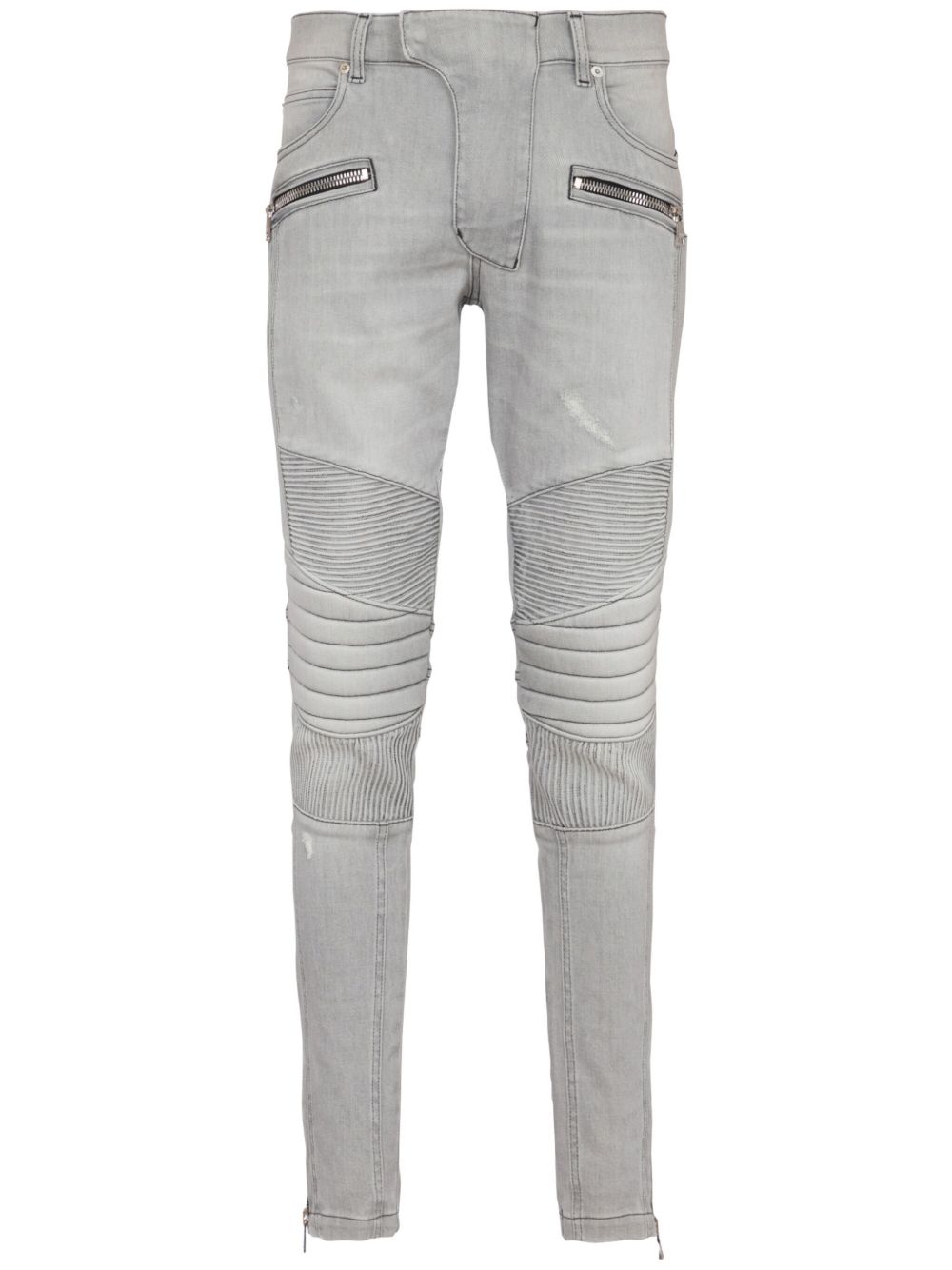 Balmain Biker 中腰修身牛仔裤 - 灰色