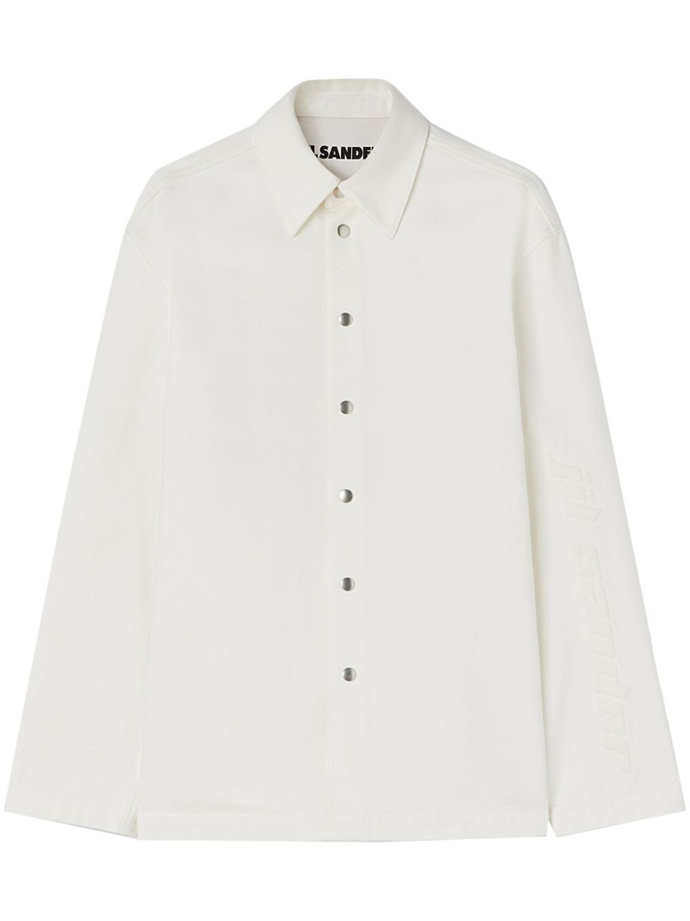 Jil Sander logo压纹棉衬衫 - 白色