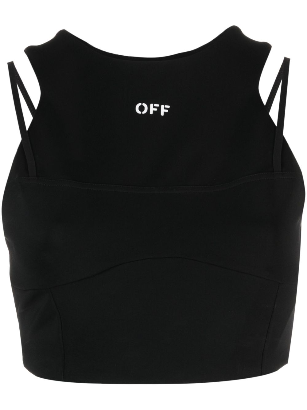 Off-White 圈环细节短款坦克背心 - 黑色