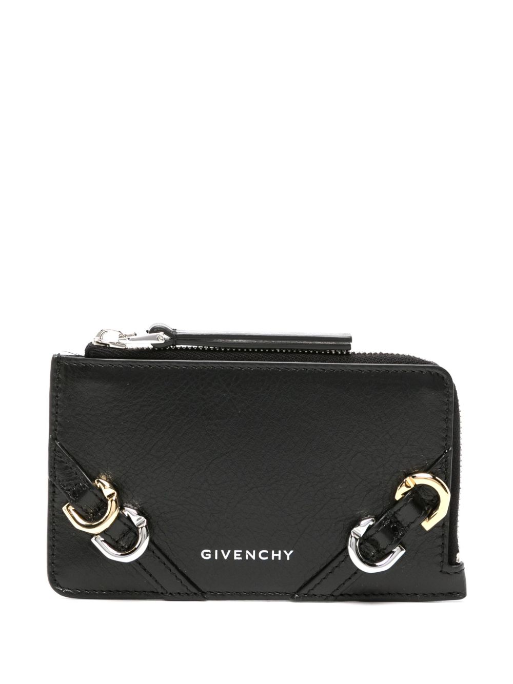 Givenchy logo标记皮质卡夹 - 黑色