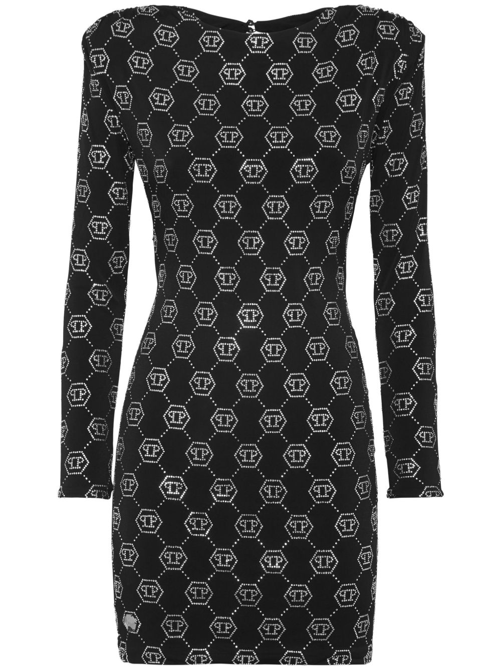 Philipp Plein 经典logo垫肩连衣裙 - 黑色