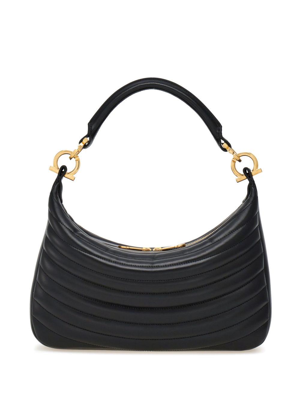 Ferragamo Quilted 中号皮质单肩包 - 黑色