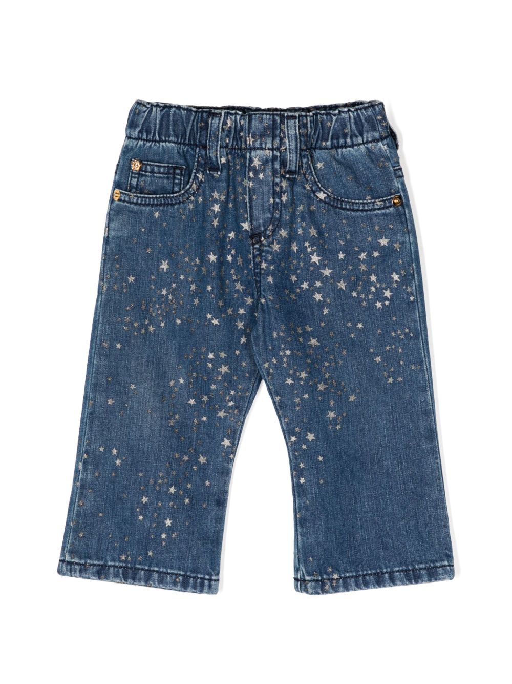 Versace Kids 星星印花直筒牛仔裤 - 蓝色