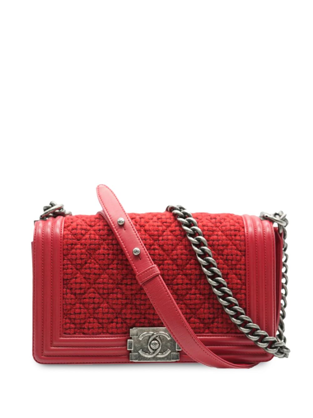 CHANEL Pre-Owned Boy Chanel 中号斜纹布单肩包（2015-2016年典藏款） - 红色