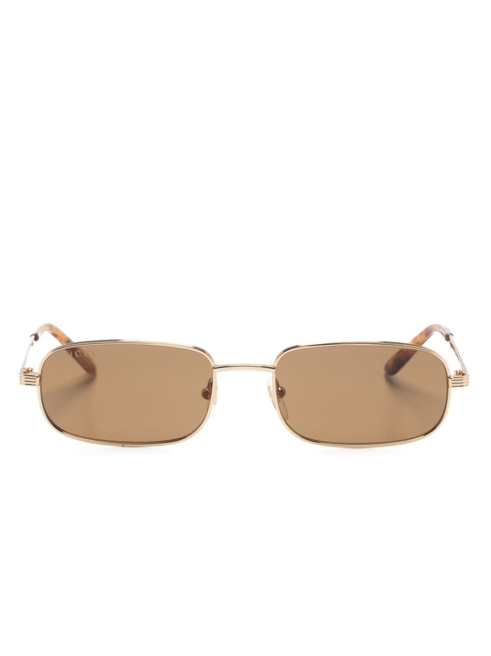 Gucci Eyewear 长方形框太阳眼镜 - 金色