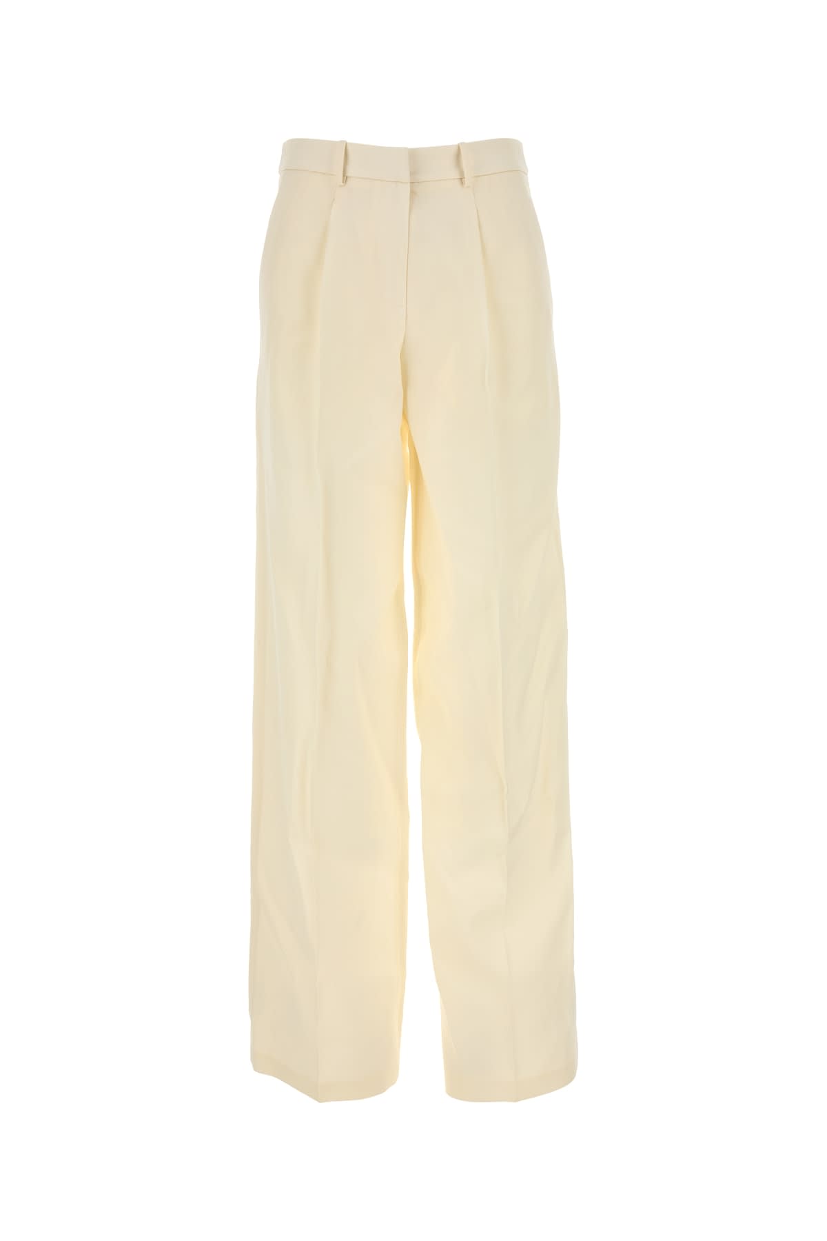 Magda Butrym Cream Wool Blend Wide-leg Pant