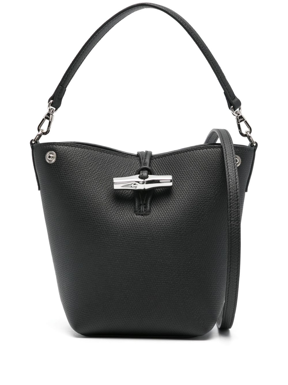Longchamp XS Roseau 皮质水桶包 - 黑色