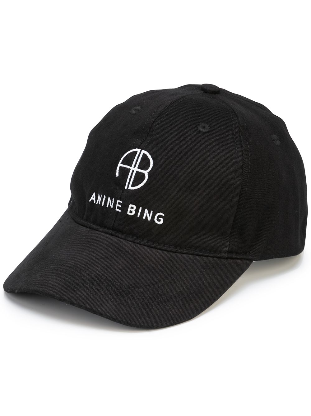 ANINE BING Jeremy logo刺绣棒球帽 - 黑色