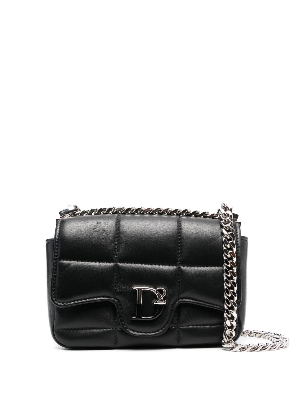 DSQUARED2 logo标牌绗缝斜挎包 - 黑色