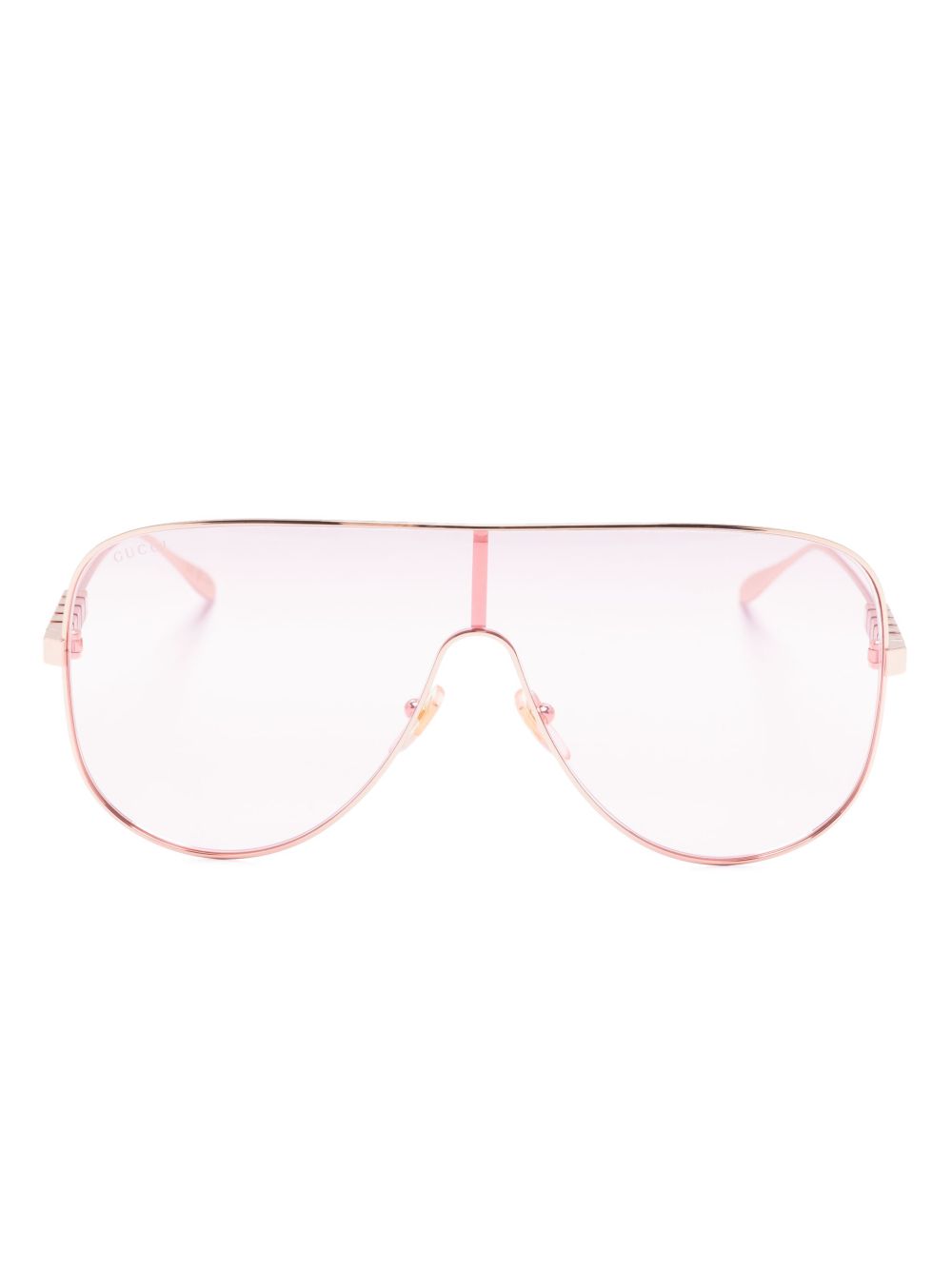 Gucci Eyewear logo雕刻超大镜框太阳眼镜 - 粉色