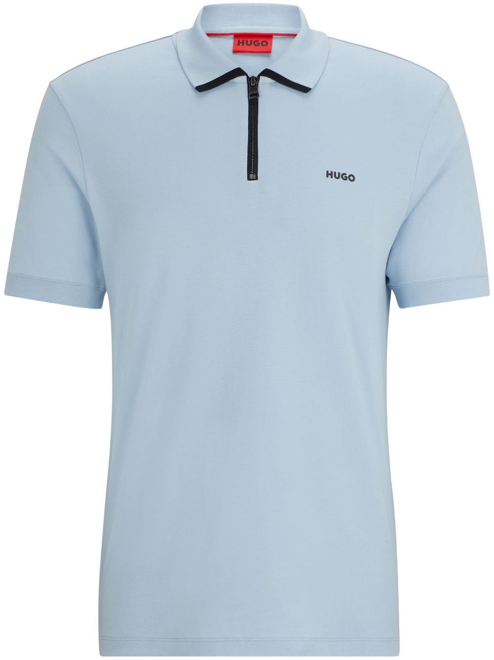 HUGO logo印花棉polo衫 - 蓝色
