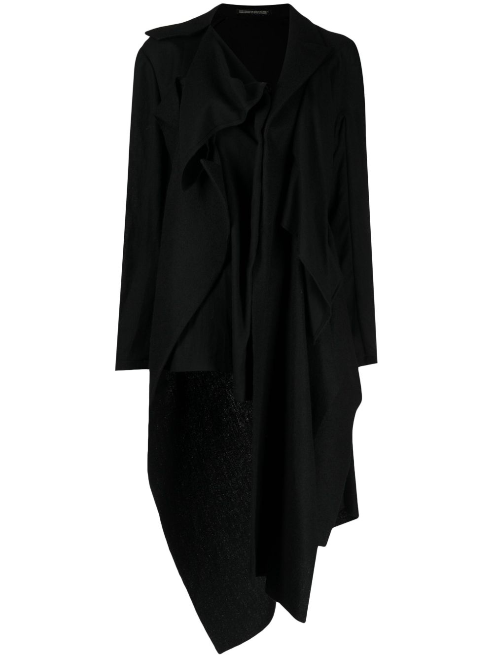 Yohji Yamamoto 不对称羊毛夹克 - 黑色