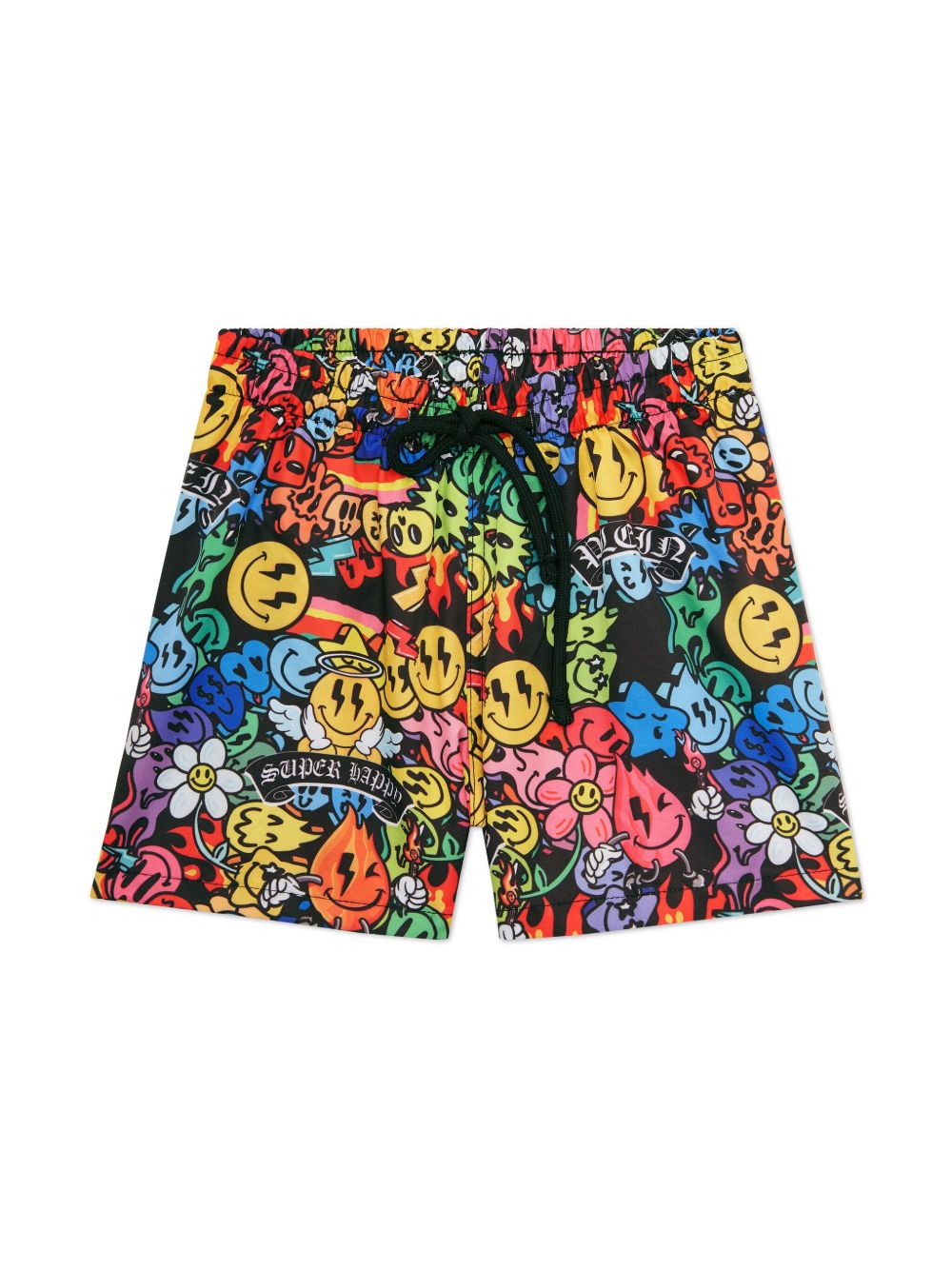 Philipp Plein Junior 微笑印花泳裤 - 红色