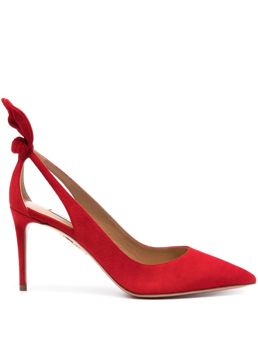 Aquazzura Bow Tie 绒面皮中跟鞋 - 红色