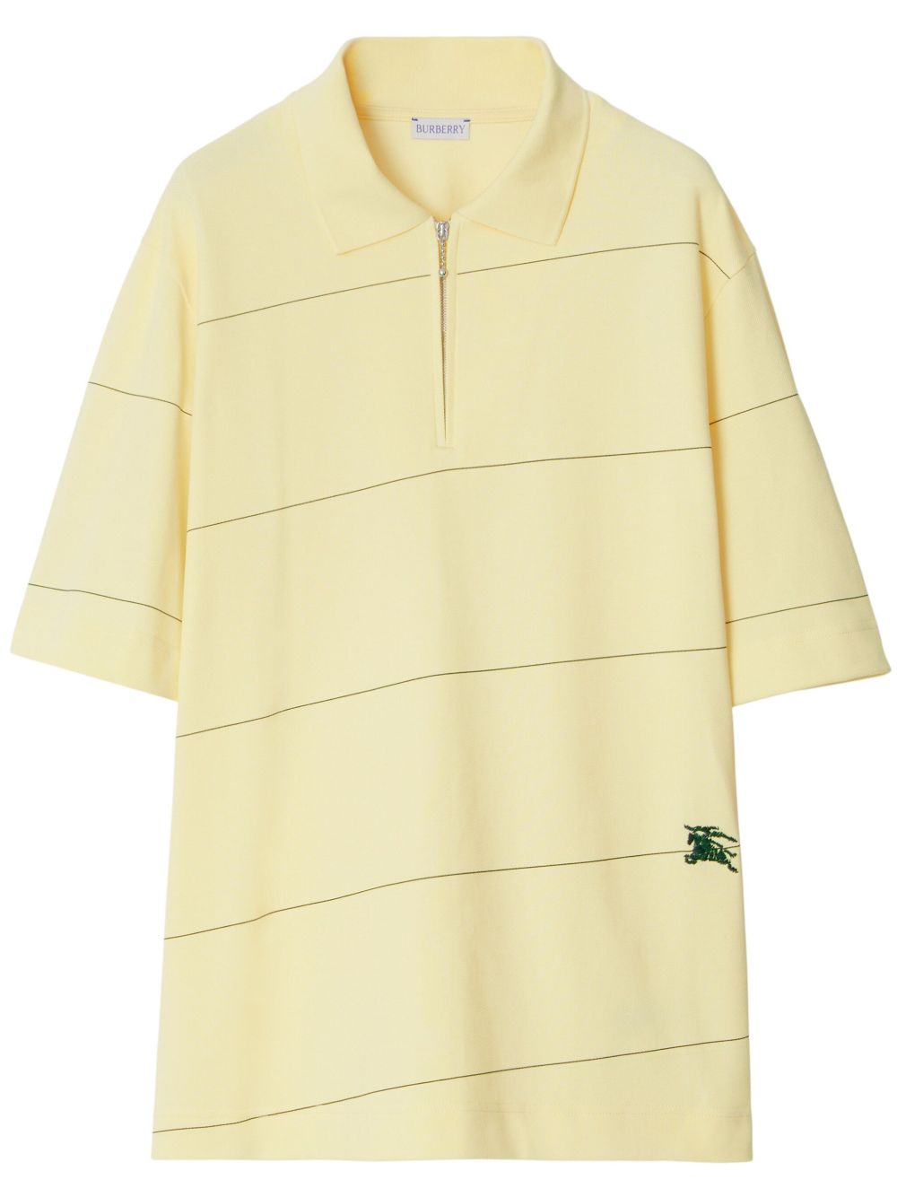 Burberry logo刺绣棉polo衫 - 黄色