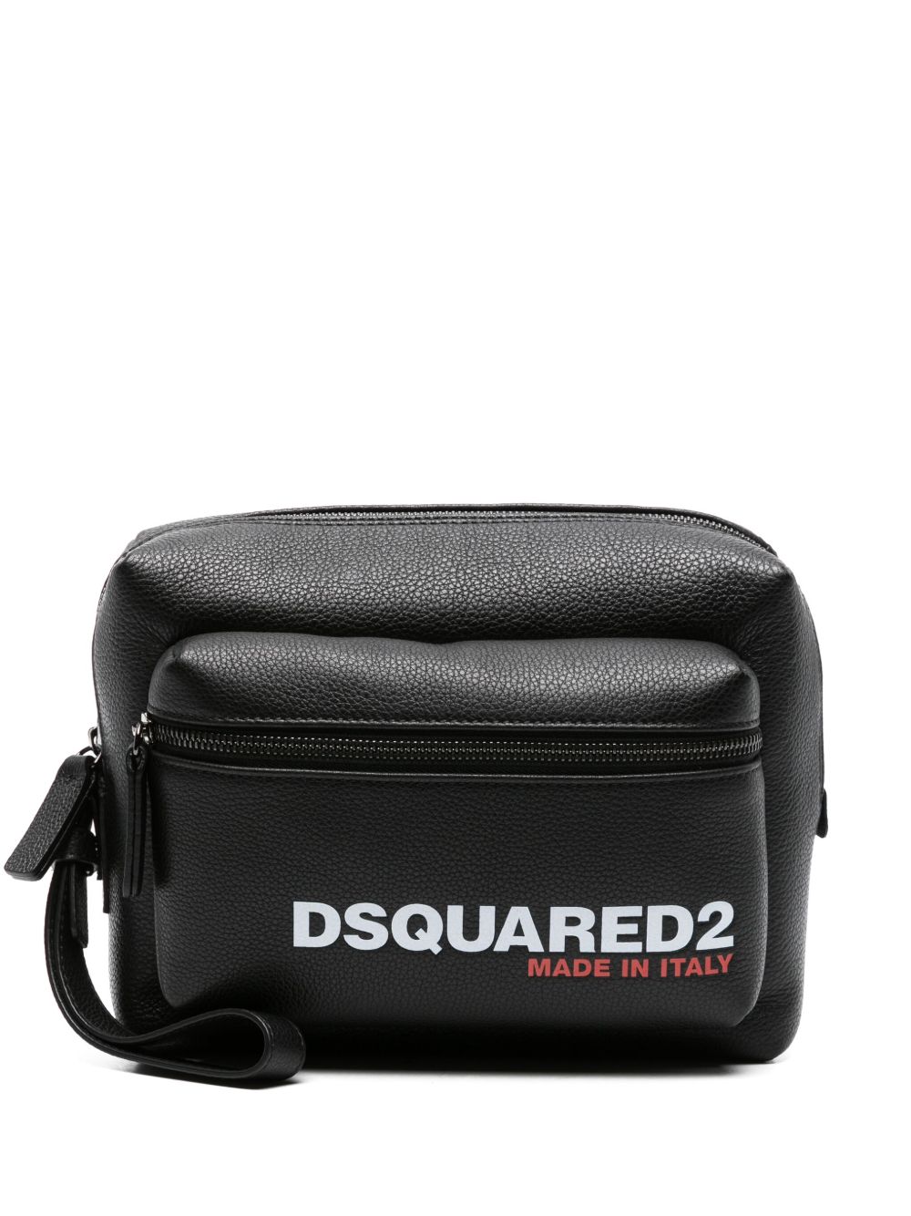 DSQUARED2 logo印花皮质手拿包 - 黑色