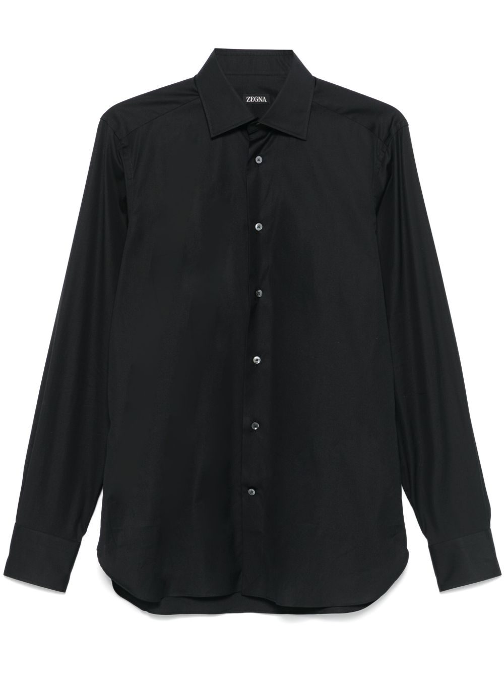 Zegna 切角领衬衫 - 黑色