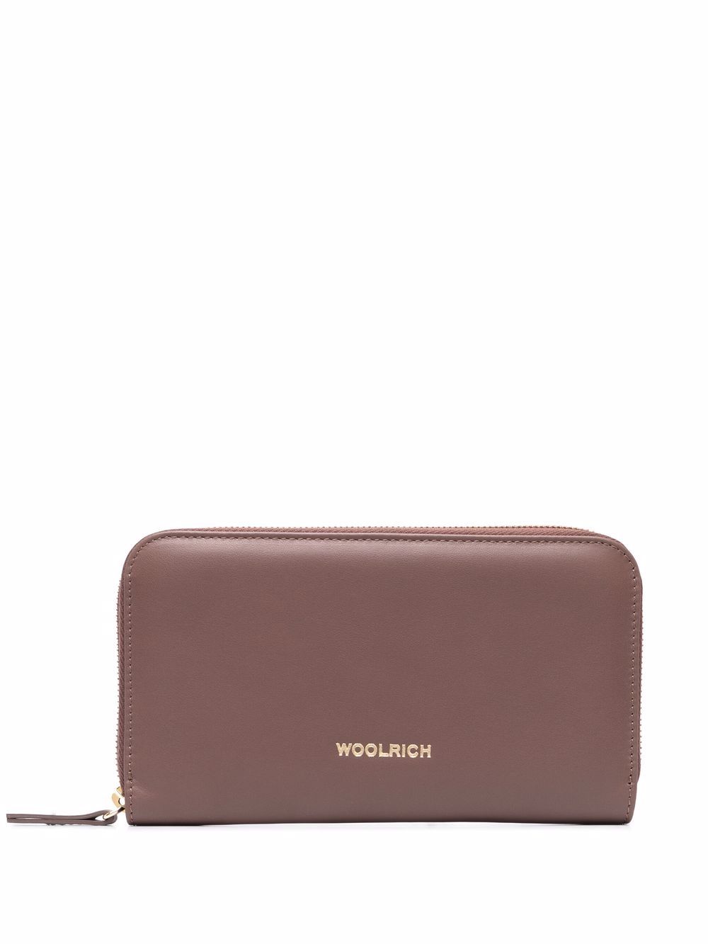 Woolrich logo印花环绕式拉链钱包 - 褐色